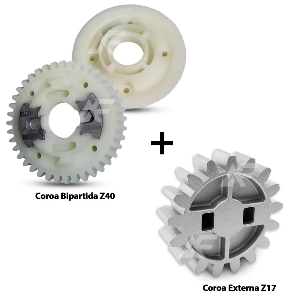 Conjunto Dz Industral Coroa Z40 Engrenagem Externa Z17 + Graxa Ppa