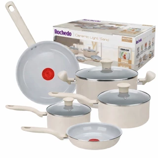 Jogo de Panelas Rochedo Light Sand com Revestimento Cerâmico Antiaderente 5 peças em Oferta na Shopee