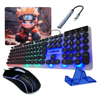 Kit Gamer Mobilador Teclado RGB Semi Mecânico Mouse 3 botões 1200dpi P/ Celular Free Fire Cod em Oferta na Shopee