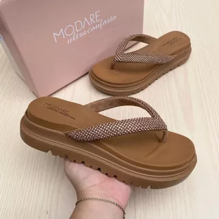 Papete Sandália Feminina Modare Plataforma Tratorada Confortável Leve Moda Verão Brilho Strass em Oferta na Shopee