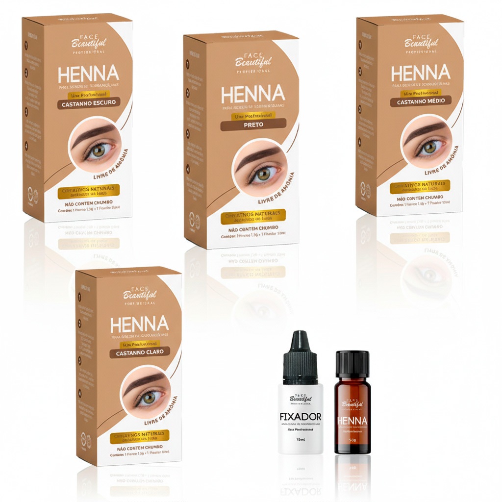 Kit de Henna Com Fixação Duradoura com 5 e 4 unidades Face