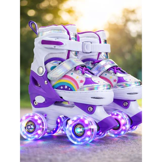Patins Arco Iris Quad 4 Rodas Infantil com Led em todas Rodinhas + Bolsa em Oferta na Shopee