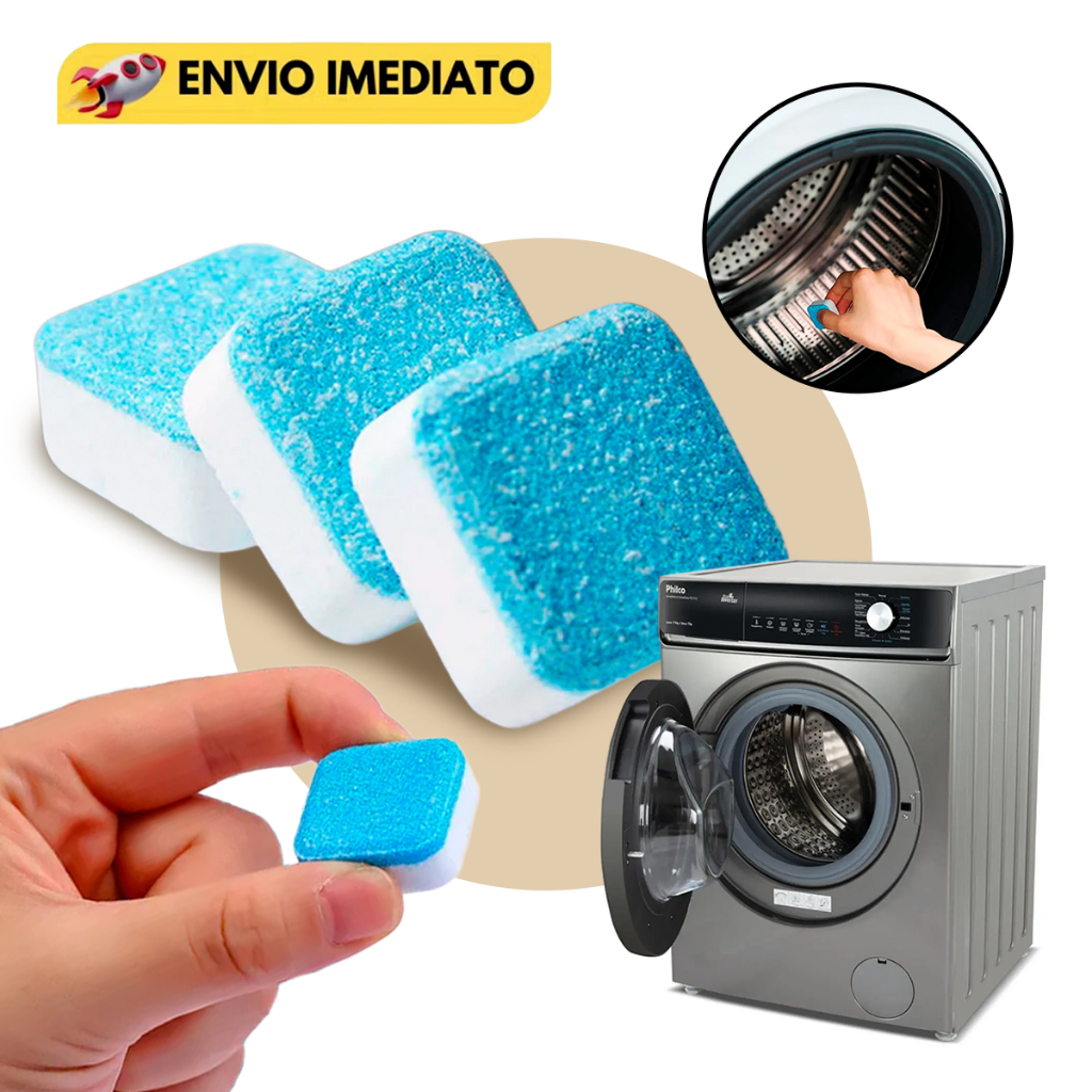 Pastilhas para Limpeza de Máquinas de Lavar Roupas Efervescentes Kit ...