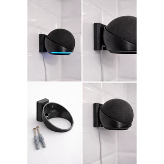 Suporte De Parede Para Alexa Echo Dot 4 e 5 Geração Stand Preto Fixo Resistente Fácil Instalação Compacto