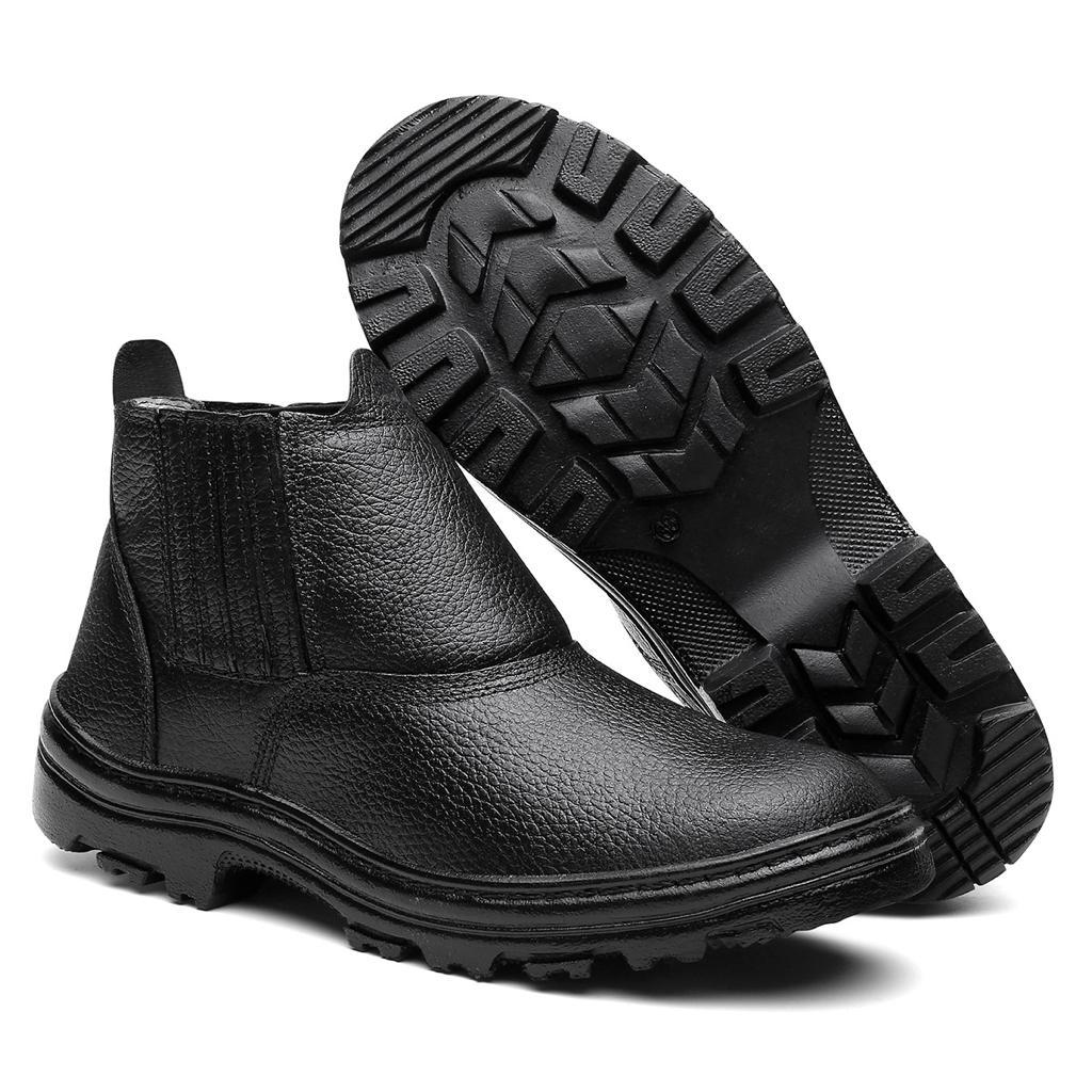 Bota de Segurança Unissex Couro Legítimo – Bico PVC, Confortável e ...