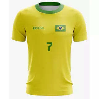 Camisa Brasil Allejo amarela, azul, branca e preta
