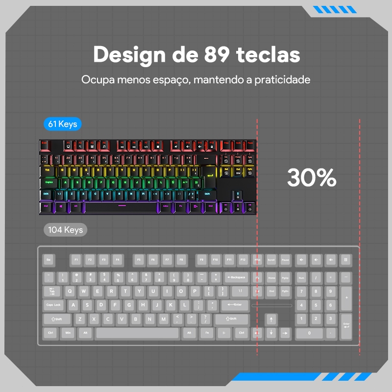 ZIFRIEND KY400 Gamer Teclado Mecânico Com Fio Hotswap ABNT2 NKRO