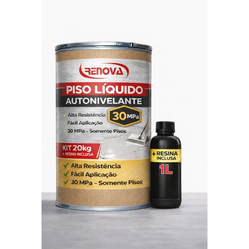 Piso liquido autonivelante RENOVA CORES KIT 20KG MAIS ENDURECEDOR