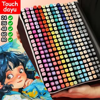24/36/48/60/80/100 Cores Kit Marcador Ponta Dupla Caneta Colorida Profissional Para Arte/Desenho/Material Escolar em Oferta na Shopee