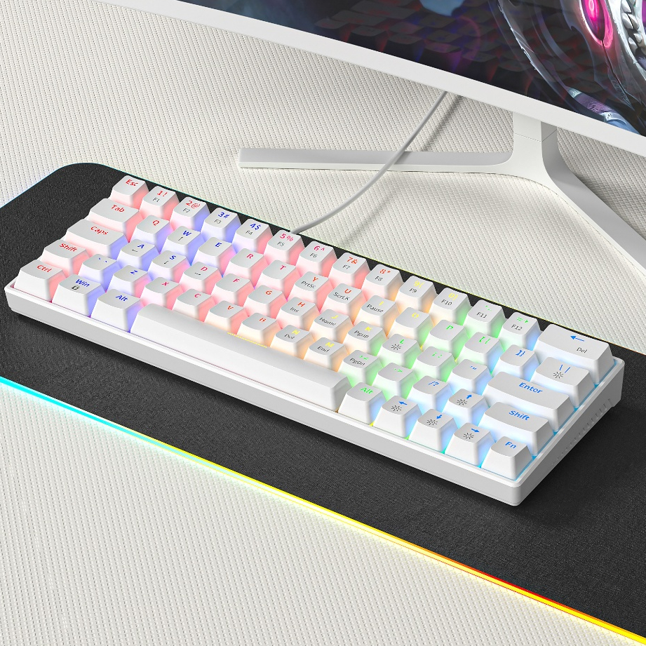 ZIFRIEND KA646 Teclado Mecânico 60% Switch Blue Red USB com fio