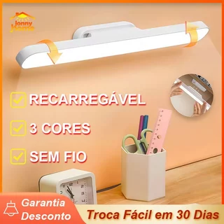Luminária Led Sobrepor Bastão Recarregável Magnética Luz 3 cores Em 1 Ajuste 90° USB Sem Fio