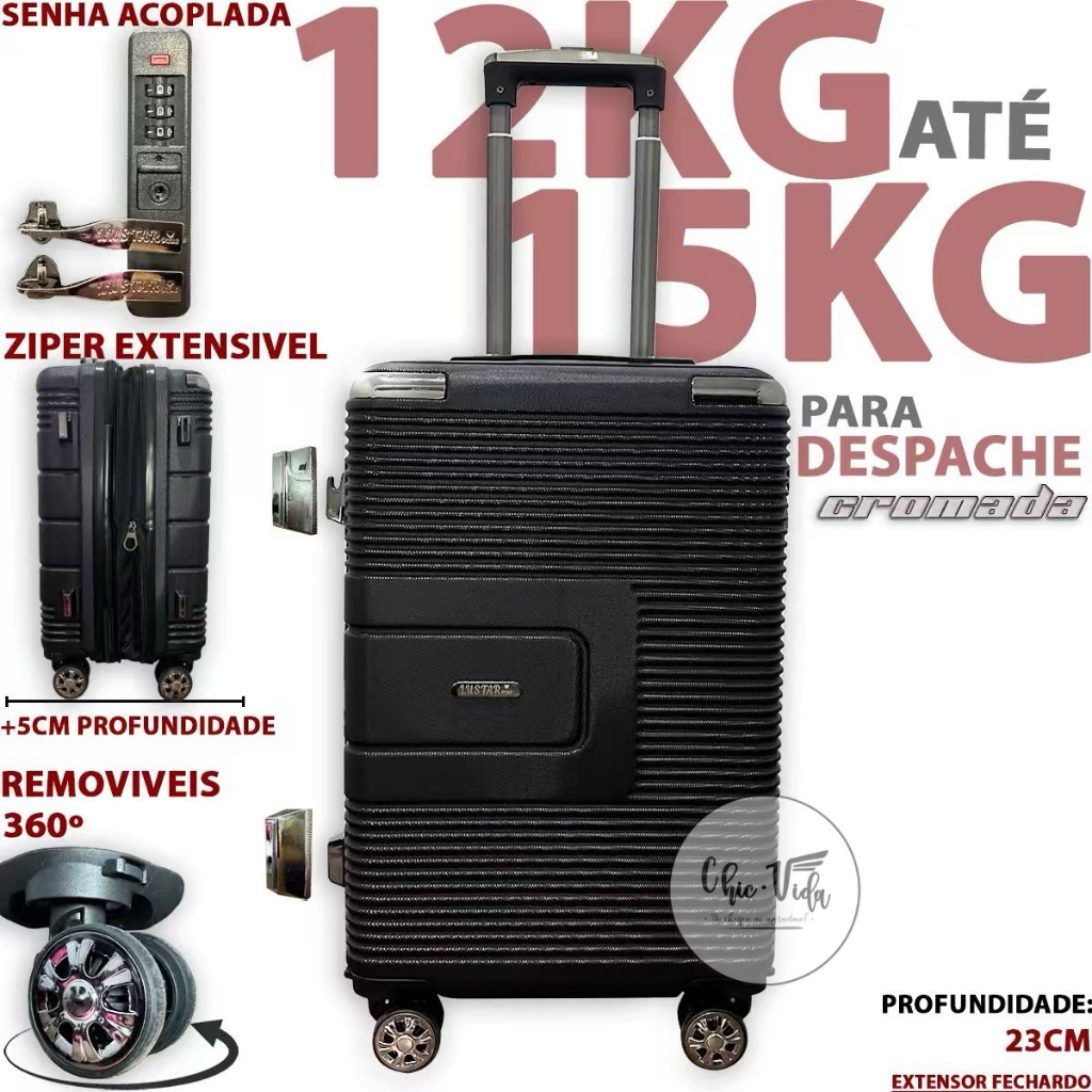 Mala De Viagem 15kg Com Roda Dupla 360 N21 Mala Para Viagem
