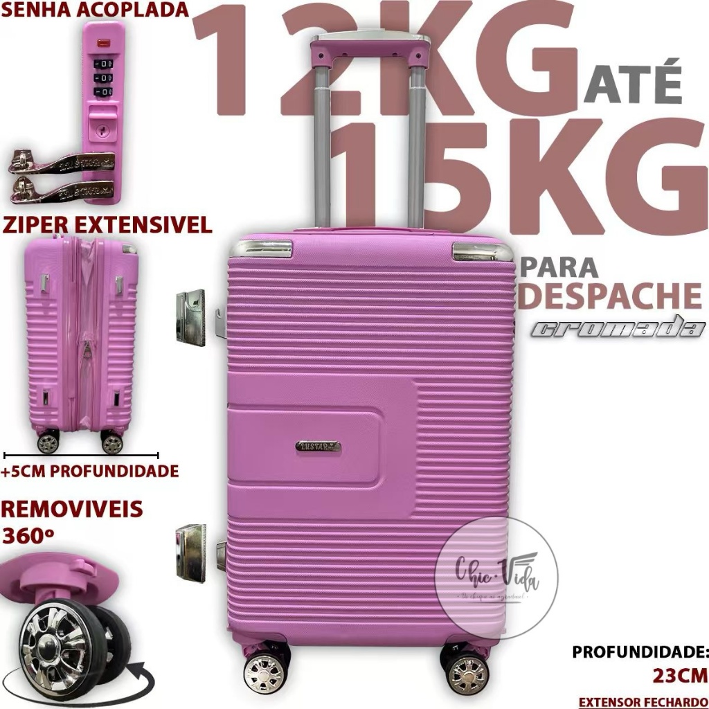 Mala De Viagem 15kg Com Roda Dupla 360 N21 Mala Para Viagem