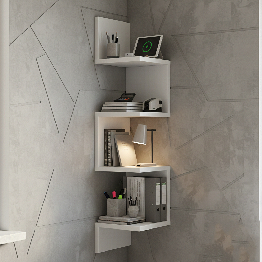 Prateleira De Canto Livros Nicho Branco Decoração Organizador | Shopee ...