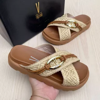 Papete Sandália Feminina Vizzano Trançada Tratorada Pingente Confortável Acolchoada em Oferta na Shopee