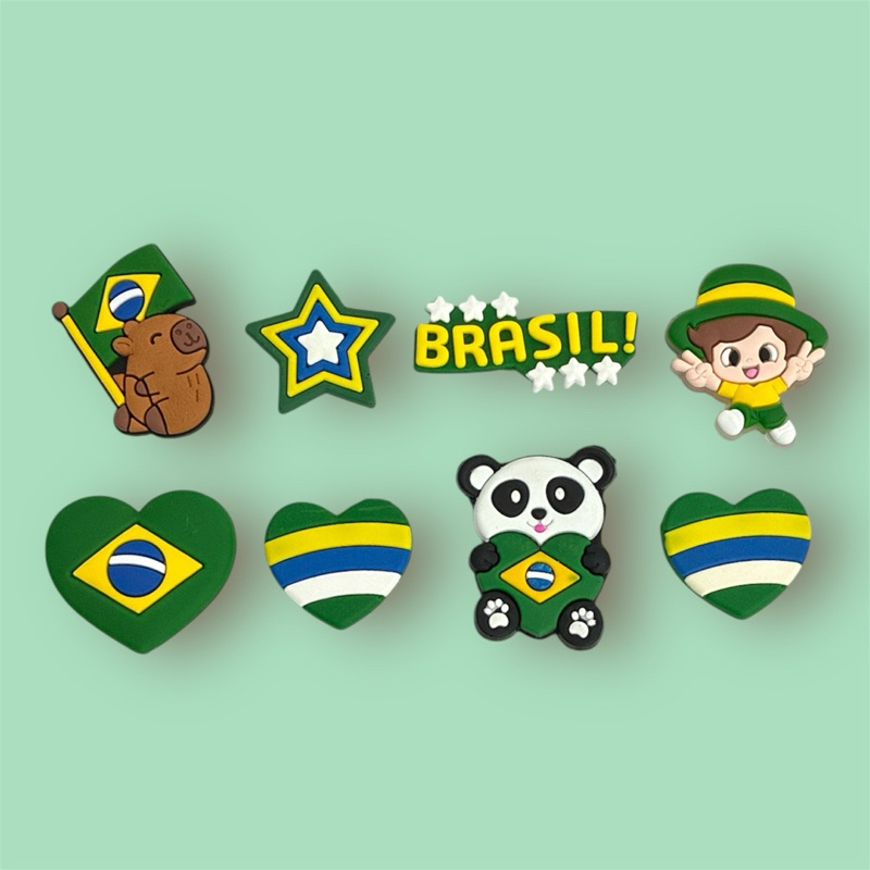 Kit pins para babuche Brasil copa verde amarelo torcida futebol verde amarelo em Oferta na Shopee
