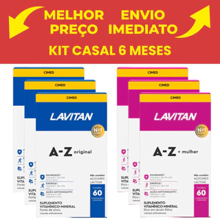Kit 06 Cimed Lavitan 3 A-z Mulher + 3 A-z Homem 60 Cpr em Oferta na Shopee