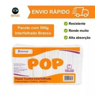 Papel Toalha Interfolha Pop para Dispenser de Banheiro Cozinha Escritório