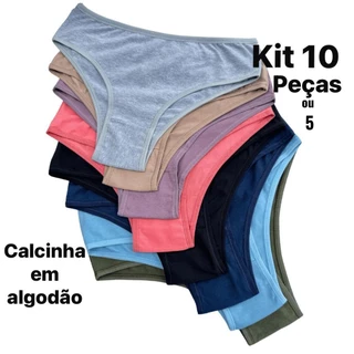 Kit Calcinhas Algodão Conforto Básica Cores Variadas em Oferta na Shopee