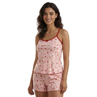 RL Magazzine Pijama Feminino Conjunto Short Doll  Blusa E Short Suede Estampado Roupa De Dormir em Oferta na Shopee