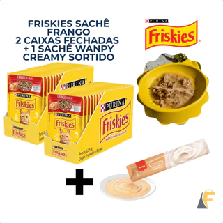 Kit 30 Ração Umida Friskies Sachê Frango Gatos + Brinde Sachê Wanpy Creamy Sabor Sortido em Oferta na Shopee