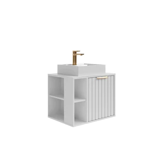 Gabinete Pra Banheiro Com Lavatório Noruega Branco MGM Móveis 60cm em Oferta na Shopee