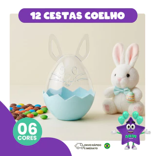 KIT PÁSCOA COM 12 CESTAS COELHO PARA CHOCOLATES E BRINDES - COM 6 CORES em Oferta na Shopee