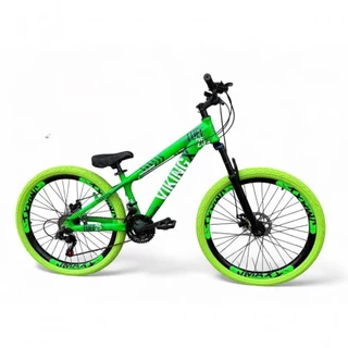 Bicicleta Aro 26 Vikingx Tuff X25  single Freio A Disco Aros Vmaxx Pneu Flame Verde neon em Oferta na Shopee