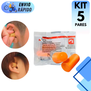 KIT 5 PROTETOR AURICULAR 3M ABAFADOR DE RUÍDOS 3M PARA OUVIDOS SEM CORDÃO PARA DORMIR INVISIVEL em Oferta na Shopee