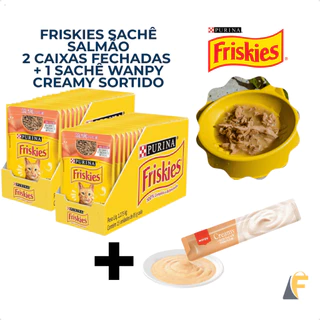 Kit 30 Friskies Ração Umida Sabor Salmão Gatos Sachê 85g + Sachê Wanpy Creamy Sabor Sortido em Oferta na Shopee