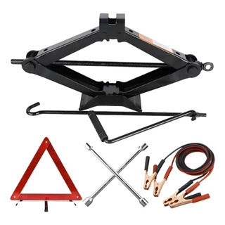 Kit Estepe Macaco Mecânico Sanfona 1,5T Universal + Chave Roda Em Aço + Triângulo Sinalização + Cabo Chupeta Aux. 1500Kg em Oferta na Shopee