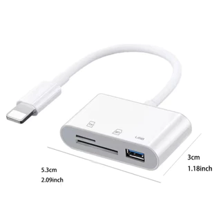 Adaptador Tipo C USB C ou iphone e Leitor de Cartão SD, TF E USB