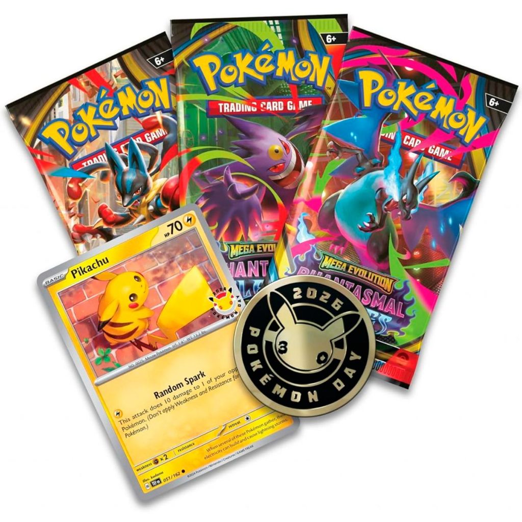 Pokemon Box Day 2026 Booster Cartas Moeda Pikachu Tcg Inglês