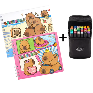 Kit Livro de Colorir Capivara Goods + Estojo Canetinhas Touch com 24 Cores em Oferta na Shopee