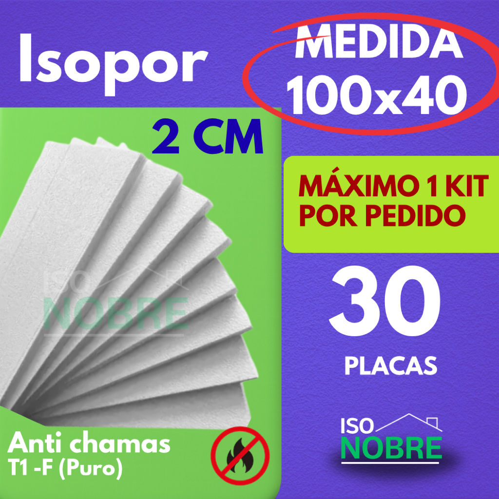 30 Placas de Isopor 20x400x1000 (2cm) EPS Anti chamas PURO - para ...