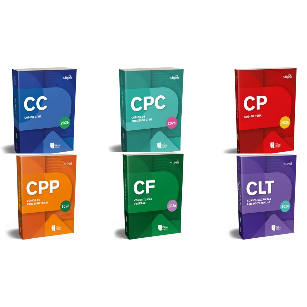 Coleção Mini Código 2026 - 6 Livros Constitução Federal, Código Penal ...