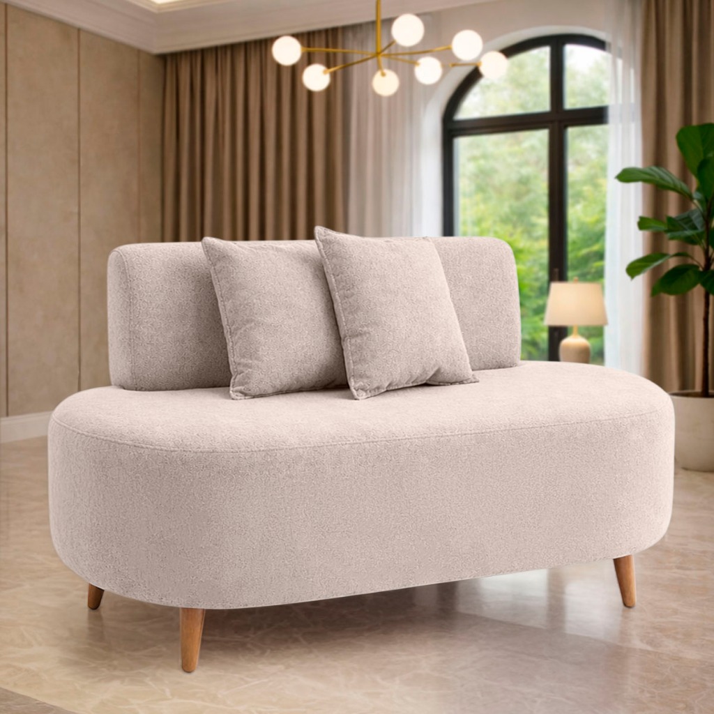 Sofá Namoradeira 2 Lugares Orgânico Bouclê Luxo 2 Almofadas Visammer 1,15 Cm Para sua Sala | Shopee Brasil