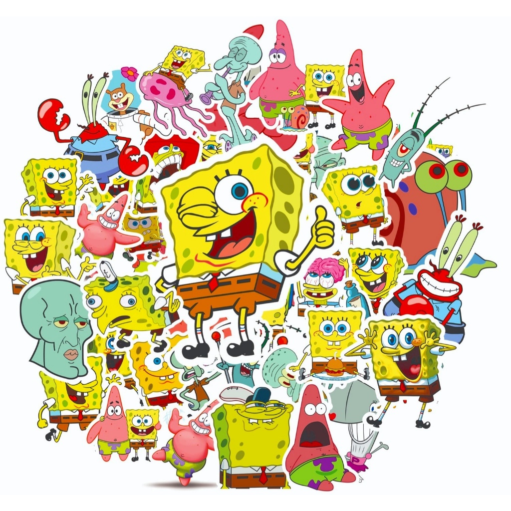 Stickers Bob Esponja Vinil Adesivo Resistente À Água Kit 25/50/100 ...