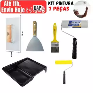 Kit 7 Peças Pintura Parede Profissional Completo. Desempenadeira de Massa Corrida. Kit Pintar Parede em Oferta na Shopee