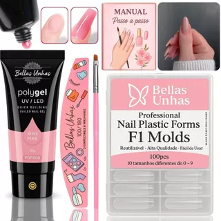 Kit Polygel Poligel Alongamento de Unhas Barato Molde F1 Super Promoção - ENVIO IMEDIATO em Oferta na Shopee