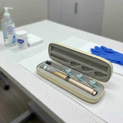 Caneta Aplicadora de Insulina Reutilizável Com Estojo Luxo - Dosagem Ajustável e Precisa