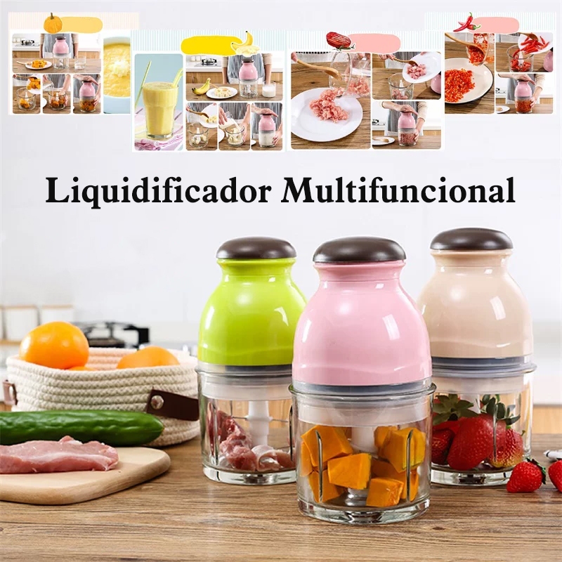 Mini Moedor Elétrico de Carne e Alimentos 600ml，Picador de F