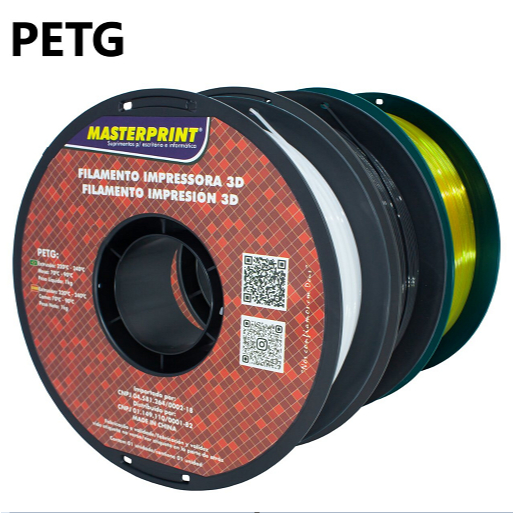 Filamento PETG 1kg 1,75mm MASTERPRINT para Impressora 3D – Alta Resistência, Brilho e Diversas Cores