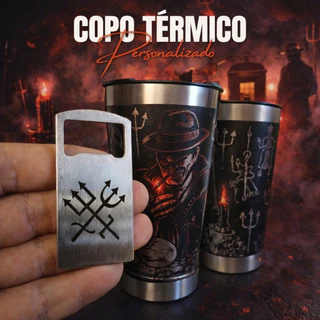 Copo Térmico Personalizado Exu Tranca Rua Gravação 360 Graus Aço Inox Presente Proteção