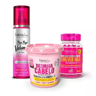 Kit No Frizz Com Desmaia 350G, Bye Bye Volume E Forever Hair em Oferta na Shopee