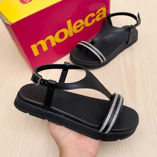 Sandália Feminina Moleca Tira em Strass Brilho Confortável Acolchoada Moda Verão em Oferta na Shopee