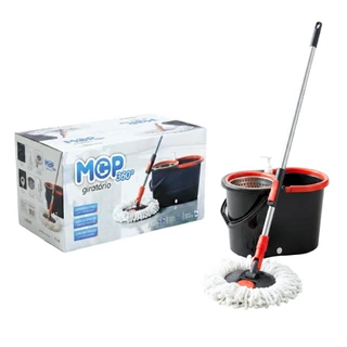 MOP 360 Giratório 14 Litros - Cabo 1.4m - Cesto Inox - Com Dispenser - 2 Refil - Polex Full Home em Oferta na Shopee