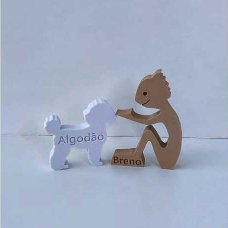 Escultura Decorativa Pet com Nome Personalizado - Gato ou Cachorro