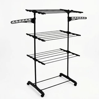 Varal De Chão De Roupas 3 Andares Dobrável Grande 4 Rodas em Oferta na Shopee