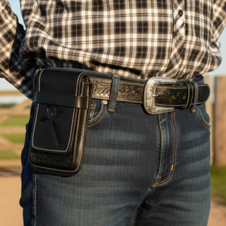 Capa Bainha Celular Dura Universal em Couro Legítimo Modelo Premium Muladeiro Country